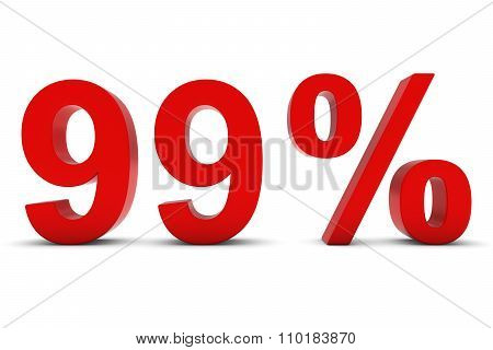 99% - Ninety Nine Percent Red 3D Text Isolated On White
