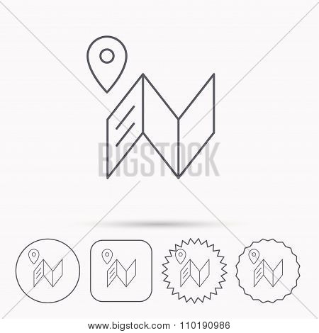 Map icon. GPS navigation with pin sign.