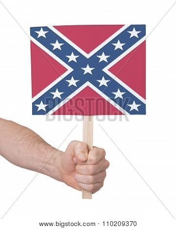 Hand Holding Small Card - Flag Of The Confederacy