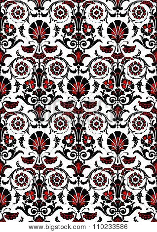 Seamless bizantin abstract hand-drawn floral pattern vintage background