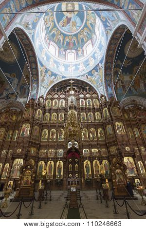 Nizhny Novgorod, Russia - 03.11.2015. iconostasis at  Cathedral of St. Alexander Nevsky in Nizhny No