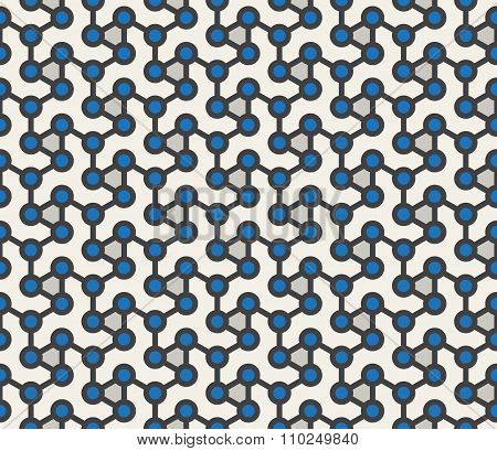 Vector Seamless Abstract Geometric Atom Array Grid Circles Connected With Lines Pattern