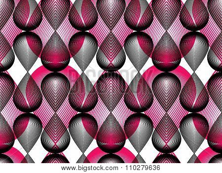 Geometric Colorful Stripy Overlay Seamless Pattern, Bright Vector Abstract Background. Graphic