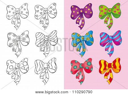 Coloring Book Of Set Different Bows