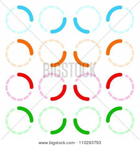 Colorful Preloader Or Buffer Shapes, Progress Indicators.