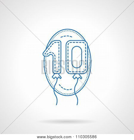 Balloon numbers blue line vector icon
