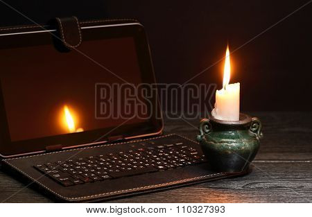 Candle Near Laptop