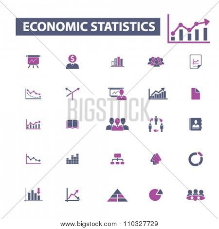 economic statistics, analytics  icons, signs vector concept set for infographics, mobile, website, application