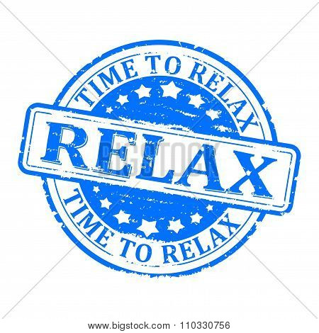 Damaged Round Blue Stamped - Time For Relax, Relax - Illustration
