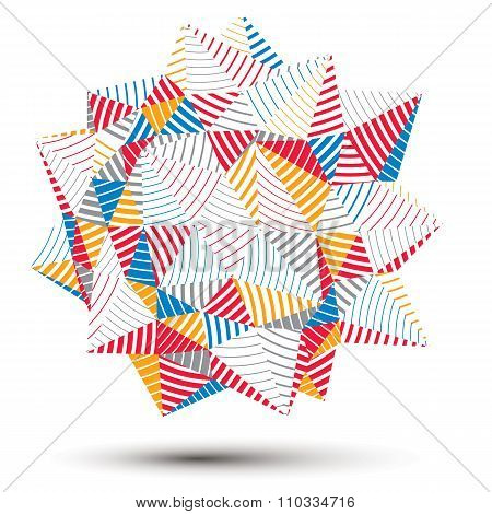 3D Vector Abstract Design Object, Polygonal Complicated Figure. Colorful Three-dimensional Deformed