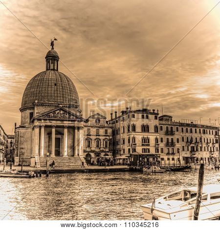 San Simeone Dome Under A Grey Sky In Sepia Tone