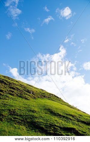 Green Hills Near River Dove In Peak District National Park