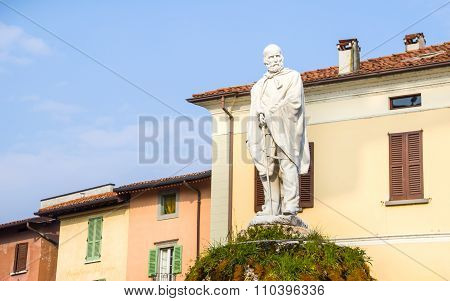 Garibaldi Statue In The Main Iseo Village Square