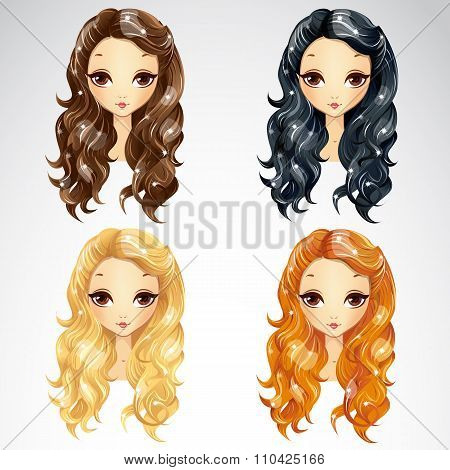 Set Of Wave Long Hair Styling