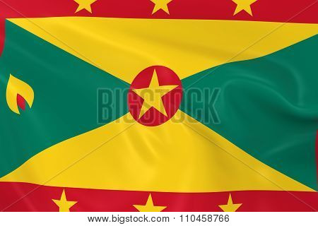 Waving Flag Of Grenada - 3D Render Of The Grenadian Flag With Silky Texture