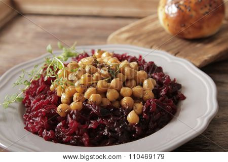 A Light Breakfast Of Beets And Chickpeas
