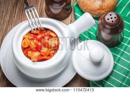 Lecho - Stew With Peppers, Onions And Sausages.
