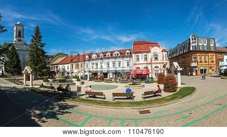 Panoramic View Of Namestie Svateho Egidia, Poprad Old Town, Slovakia