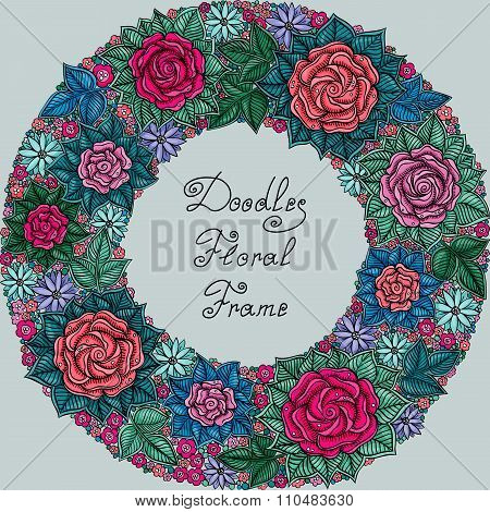 vector color floral frame pattern