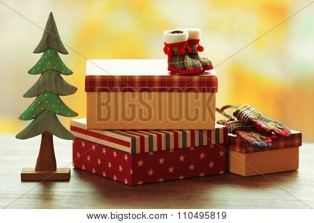 Christmas gifts on a table
