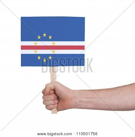 Hand Holding Small Card - Flag Of Cape Verde