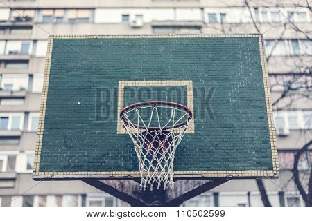 Basketball Hoop With Backboard In Residential District