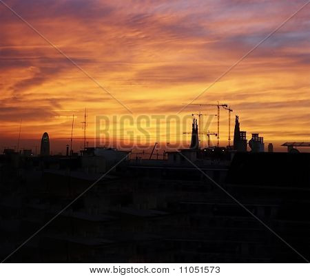 Alba a Barcellona. Catalogna. Spagna