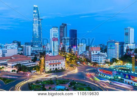 Ho Chi Minh City after sunset, Vietnam
