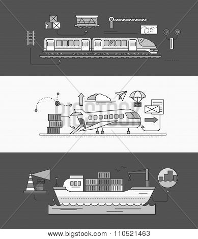 Concept of Freight Forwarding Rail by Sea and Air
