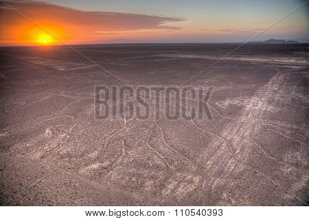 Nazca Lines In The Beautiful Sunset.