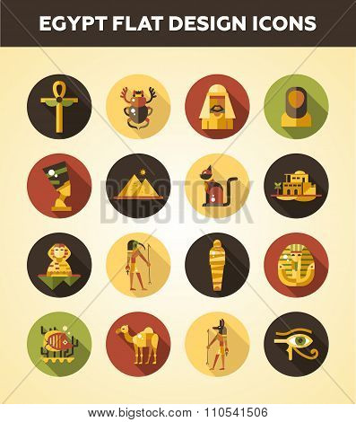 Set of flat design Egypt travel icons, infographics elements with landmarks and famous Egyptian symb