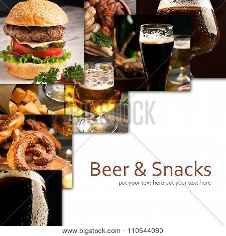 Beer And Snacks Collage