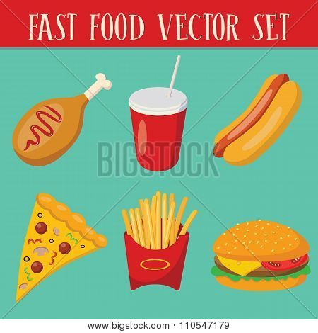 Set of 6 fast food objects