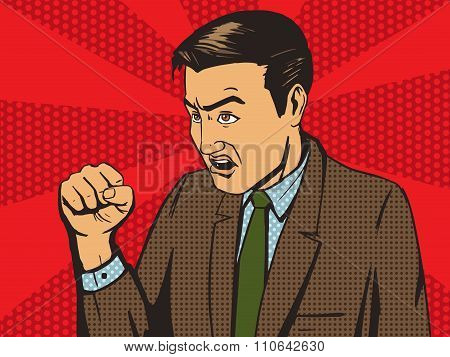 Angry man pop art style vector