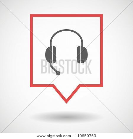 Isolated Tooltip Line Art Icon With  A Hands Free Phone Device