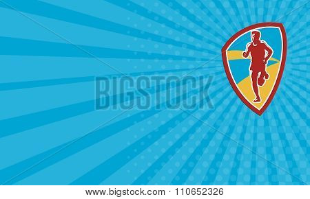 Business Card Marathon Runner Shield Retro