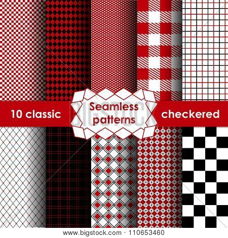 Set Of Checkered Simple Fabric Seamless Pattern