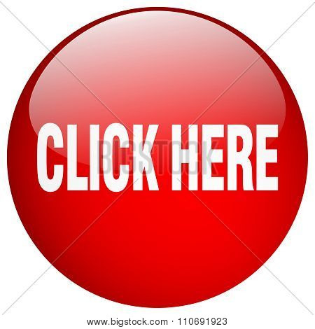 Click Here Red Round Gel Isolated Push Button