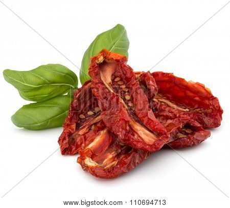 Dried tomatoes isolated on white background cutout