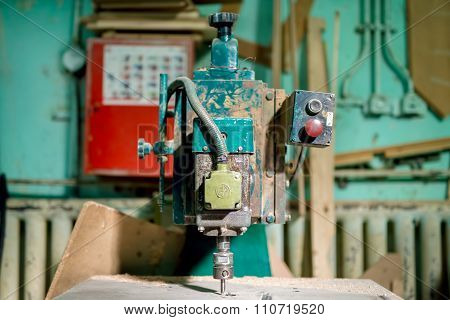 Industrial Milling Tool At Local Factory. Manual Lathe, Tools And drills
