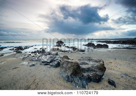 Stormy Day On A Rocky Beach