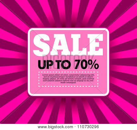 Vector design for sale banner template. Sale label desin sample. Sale background with cenrered strip