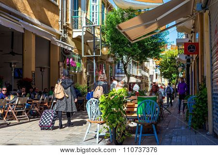 Nicosia, Cyprus - December 3: People Enjoying A Summer In Cafes At Ledra Street In Central Nicosia,