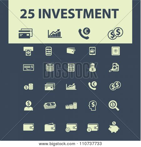investment, bank, trading, finance, money, check concept  icons, signs vector concept set for infographics, mobile, website, application