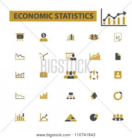 economic statistics, analytics  icons, signs vector concept set for infographics, mobile, website, application
