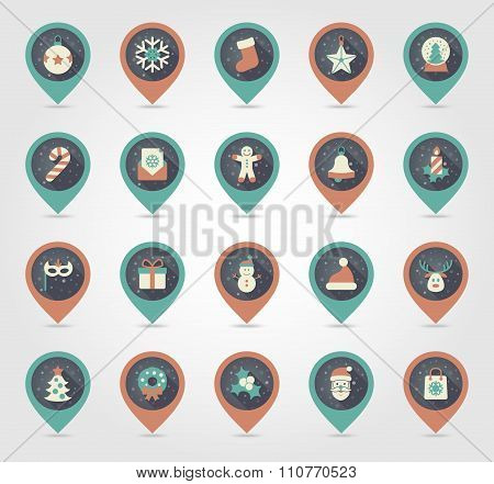 Christmas Pin Map Icon. Holiday Objects Collection