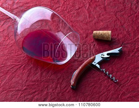 Red Wine And Corkscrew