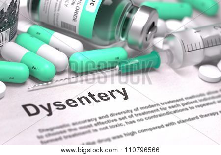 Diagnosis - Dysentery. Medical Concept with Blurred Background.