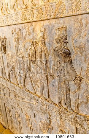 Residents of historical empire with animals in Persepolis