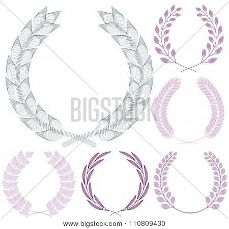 Set of Guilloche Wreaths. Vector illustration.